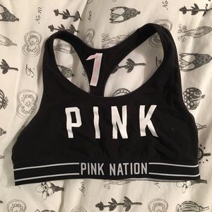 PINK black & white sports bra